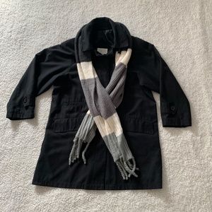 Valerie Stevens Short Black Trench Coat size 8, EUC